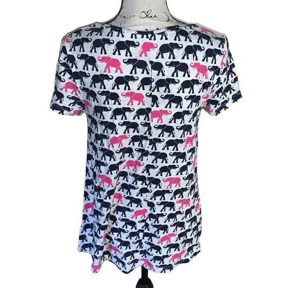 CROWN & IVY pink & navy elephant t-shirt XS - Picture 4 of 7
